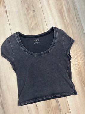 PacSun Black Washed Scoop Neck Crop Tee